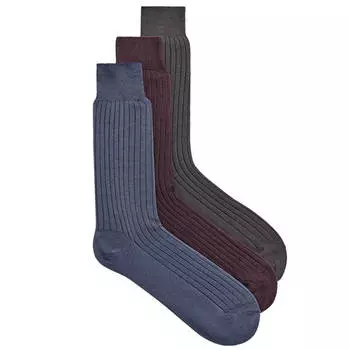 Носки Zara Coloured, 3 пары, серо-коричневый/бордовый/серо-синий