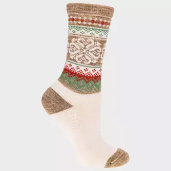 Носки женские Alpine Fair Isle Wool Blend Heavyweight Crew Socks от Alaska Knits, цвет Khaki