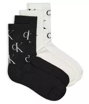 Носки женские Calvin Klein Jeans с монограммами 4 пары, белый/черный