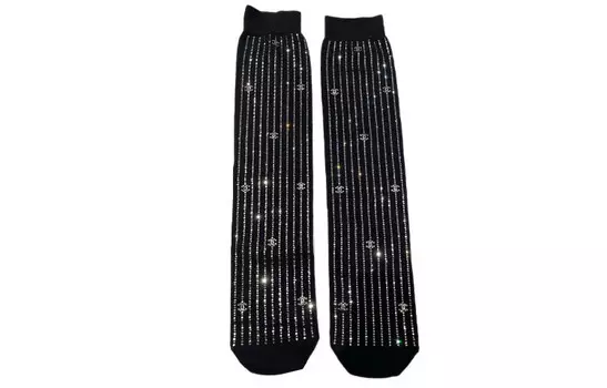 Носки женские Chanel со стразами, черный