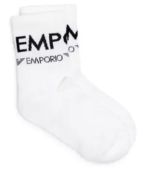 Носки женские Emporio Armani хлопковые с логотипом 2 пары, белый