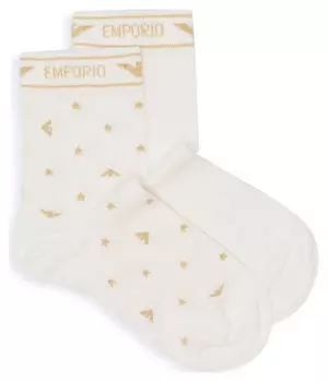 Носки женские Emporio Armani с узором 2 пары, бежевый