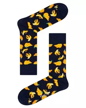 Носки женские Happy Socks с принтом бананы, черный