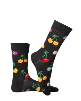 Носки женские Happy Socks с принтом ягоды, черный