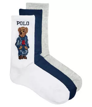 Носки женские Polo Ralph Lauren с рисунком 3 пары, белый/синий