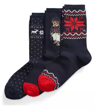 Носки женские Polo Ralph Lauren с узором 3 пары, синий