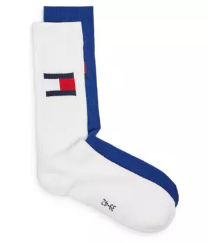 Носки женские Tommy Jeans высокие с логотипом бренда 2 пары, белый/синий