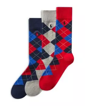 Носочки в ромбик, 3 пары Polo Ralph Lauren, мультиколор