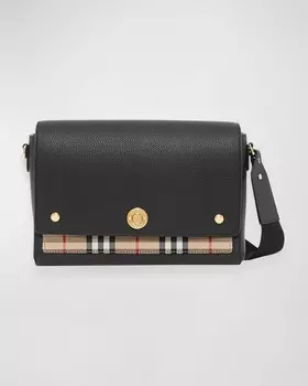 Note Среднего размера сумка через плечо из кожи и винтажной клетки Burberry