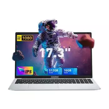 Ноутбук ACEMAGIC AX17, 17.3", 16 Гб/512 Гб, Alder Lake N97, серебристый, английская клавиатура
