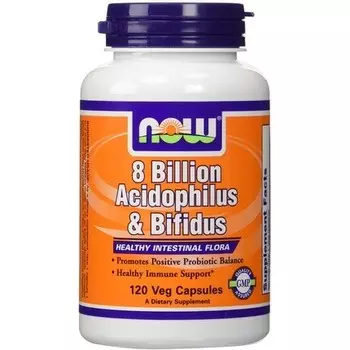 Now Foods 8 миллиардов вегетарианских капсул Acidophilus и Bifidus, 120 шт.