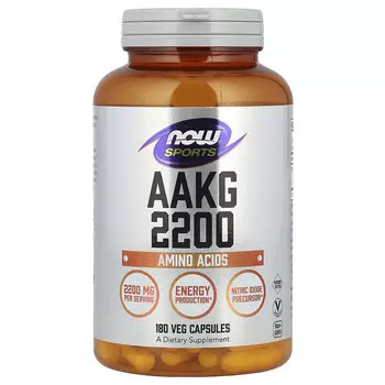 NOW Foods, AAKG 2200, 2200 мг, 180 растительных капсул (550 мг на капсулу)