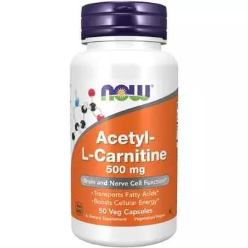 Ацетил L-карнитин гидрохлорид Now Foods Acetyl-L-Carnitine, 500 мг, 50 капсул