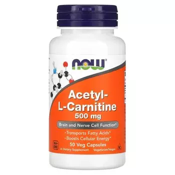 Now Foods Acetyl-L- Carnitine 500 mg 50 Veg Capsules