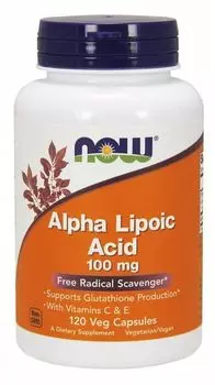 Now Foods Alpha Lipoic Acid With Vitamins C & E 100 mg препарат, поддерживающий сердечно-сосудистую, нервную и иммунную системы, 120 шт.