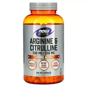 Now Foods Аргинин и цитруллин 500/250 мг 240 вег. капсул