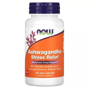 NOW Foods Ashwagandha Stress Relief, 60 растительных капсул
