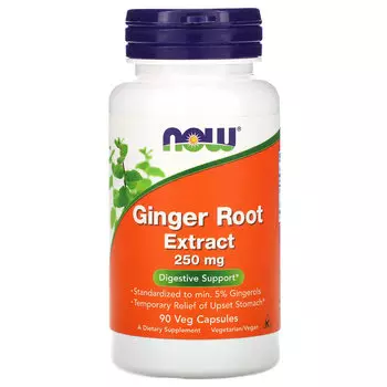 NOW Foods, экстракт корня имбиря, 250 мг, 90 вегетарианских капсул