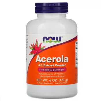 NOW Foods, Барбадосская вишня (ацерола), экстракт 4:1 в порошке, 170 г