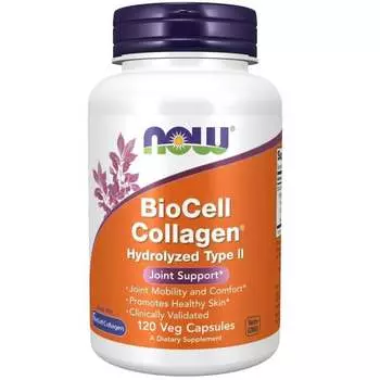 Now Foods Biocell Collagen Hydrolyzed Type II препарат поддерживающий состояние кожи и суставов, 120 шт.