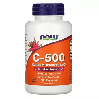 NOW Foods, C-500, аскорбат кальция-C, 100 капсул
