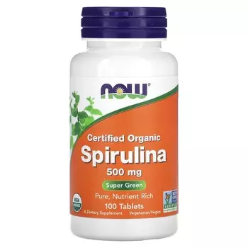 Now Foods Certified Organic Spirulina 500 mg 100 Tablets