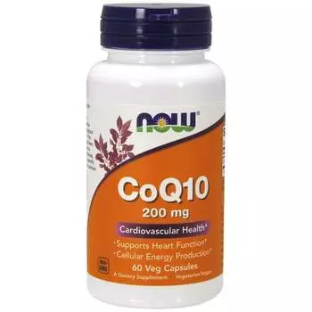 Now Foods, Coq10 200 мг 60 растительных капсул