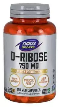 Now Foods, D-рибоза, D-рибоза 750 мг, 12 шт.