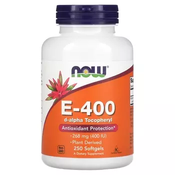 Натуральный витамин NOW Foods E-400 268 мг, 250 мягких таблеток