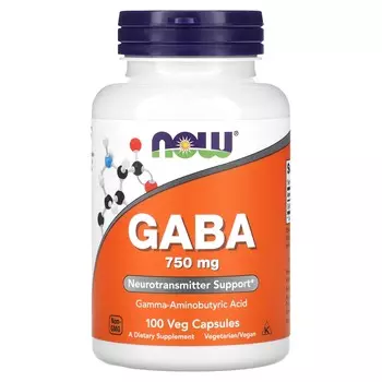 Now Foods ГАМК 750 мг 100 капсул в растительной оболочке