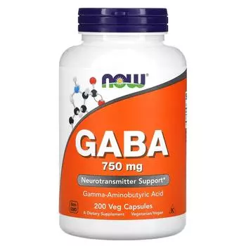 Now Foods ГАМК 750 мг 200 вегетарианских капсул