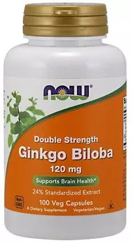 Now Foods Ginkgo Biloba Double Strength 120 mg препарат, поддерживающий работу нервной системы и улучшающий память и концентрацию, 100 шт.