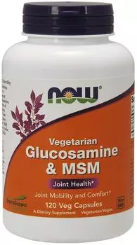 Now Foods Glucosamine & MSM Vegetarian капсулы, поддерживающие правильное функционирование суставов, 120 шт.