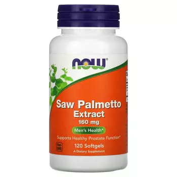 NOW Foods, Экстракт пальмы сереноа, 160 мг, 120 желатиновых капсул
