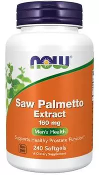 Now Foods, Экстракт пальмы сереноя — пальма сереноя + масло семян тыквы + цинк, 240 капсул. Inna marka