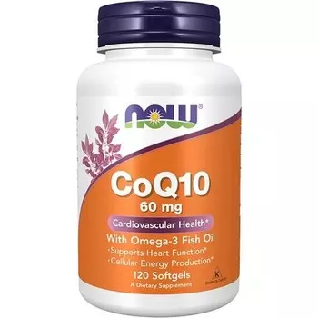 Now Foods Коэнзим Q10 60 мг + Омега 3 120 капсул