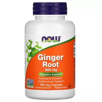 Now Foods Корень имбиря 550 мг 100 веганских капсул