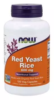 Now Foods, Красный дрожжевой рис, 600 мг, 120 капсул