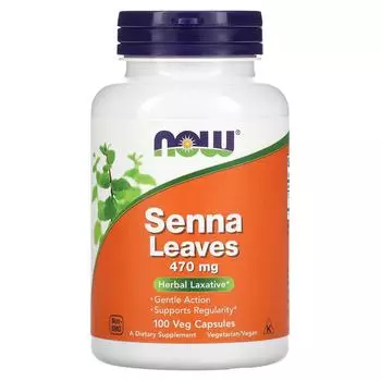 Now Foods Лист сенны 470 мг 100 вегетарианских капсул