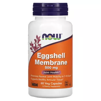 NOW Foods Мембрана яичной скорлупы 500 мг, 60 растительных капсул