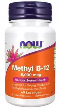 Now Foods, Метилированный витамин Now Mmethyl B12, 5000 мкг, 60 пастилок