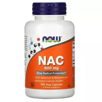 Now Foods NAC (N-ацетил-цистеин) 600 мг 100 растительных капсул