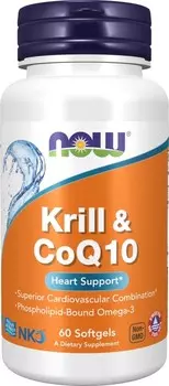 Now Foods, Neptune Krill & Q10 — масло криля 500 мг с коэнзимом Q10 50 мг, Добавка , 60 капсул