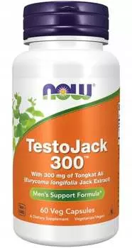 Now Foods, Now Testojack 300 Тестостерон либидо Тонгкат, 60 капсул.