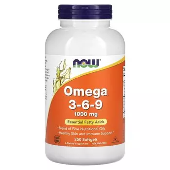 Добавка NOW Foods Omega 3-6-9 1000 мг, 250 мягких таблеток