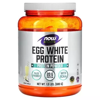 NOW Foods Протеин яичного белка без сахара ванильный крем 1,5 фунта (680 г)
