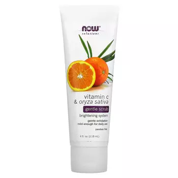 NOW Foods, Solutions, нежный скраб, витамин С и рис посевной, 118 мл