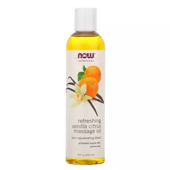 NOW Foods, Solutions, освежающее массажное масло с ванилью и цитрусовыми, 237 мл (8 жидк. унций)