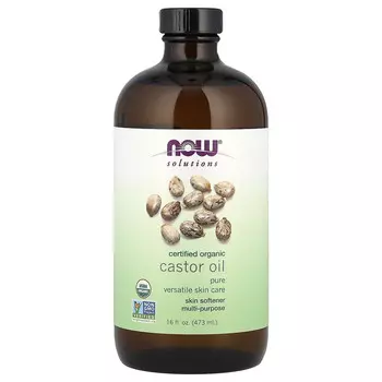 NOW Foods, Solutions, сертифицированное органическое касторовое масло, 473 мл (16 жидк. Унций)