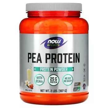 Now Foods Спорт гороховый белок вкус ванильных ирисок 2 фунта (907 г)